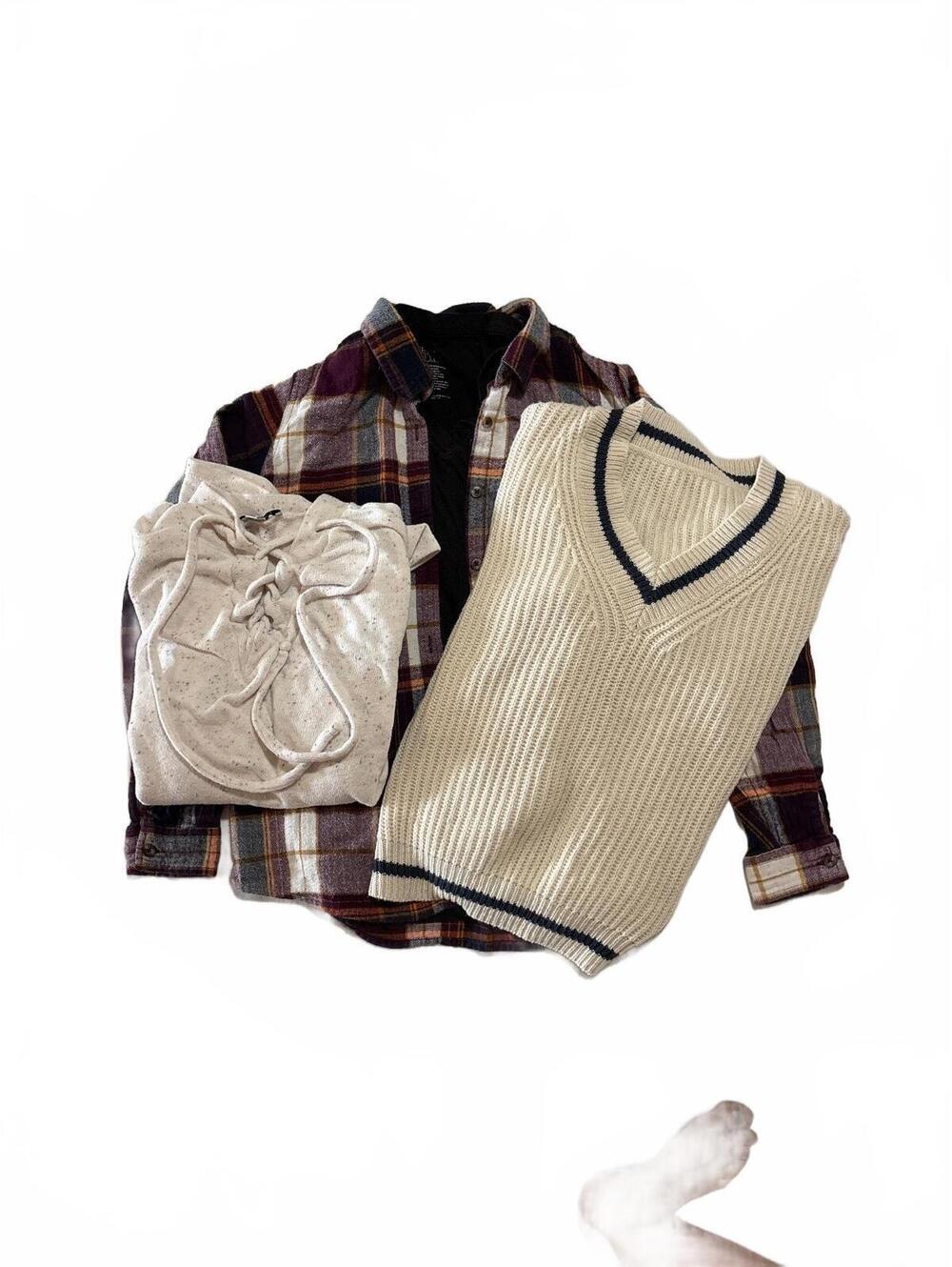 Size Small Clothing Bundle White Birch Flannel Oversized Sweater Lot 4pc